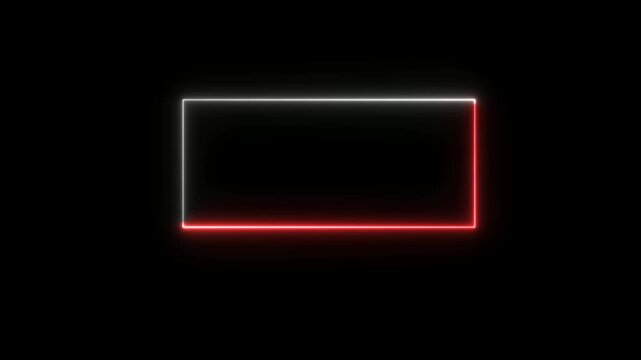 rectangle frame icon animation glowing neon pink and blue color bordar frame display box round shape retro screen photo frame rotation seamless footage line movement on black background.