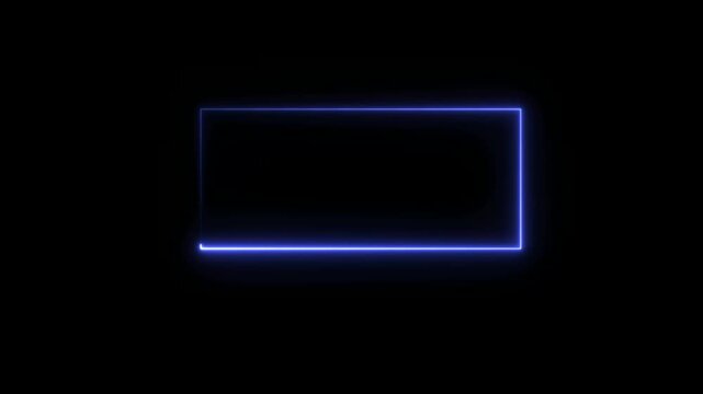 rectangle frame icon animation glowing neon pink and blue color bordar frame display box round shape retro screen photo frame rotation seamless footage line movement on black background.