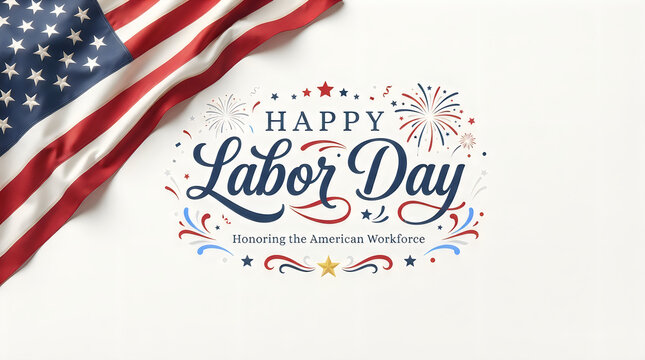 Labor day greeting with american flag patriotic celebration honoring us workers