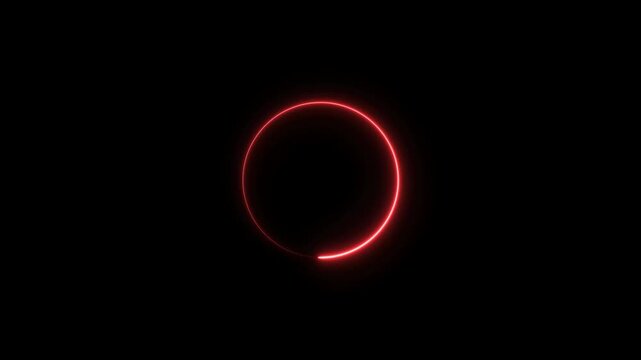 Round circle picture frame with two tone neon color shade motion graphic on isolated black background. Blue and pink light moving for overlay element.