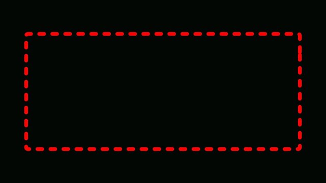 rectangle frame icon animation glowing neon pink and blue color bordar frame display box round shape retro screen photo frame rotation seamless footage line movement on black background.