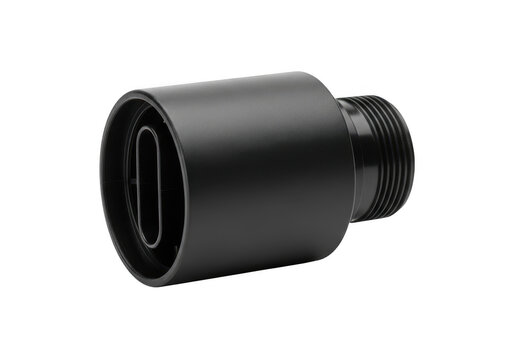 Black metal thread adapter for camera lens accessory and optical equipment gear isolated on transparent background