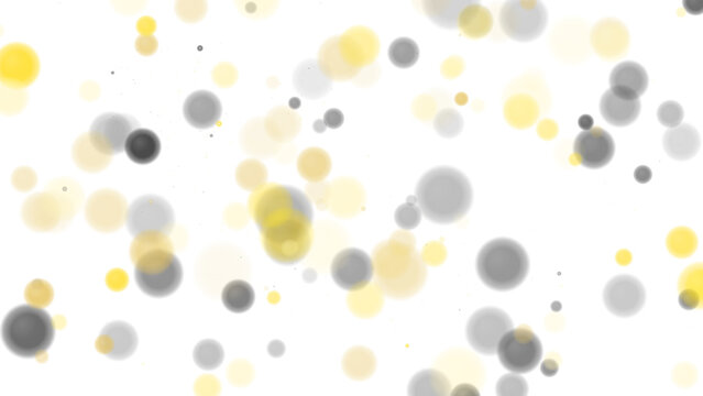 Abstract yellow and grey circles bokeh effect with floating particles for modern design background patterns isolated on transparent background