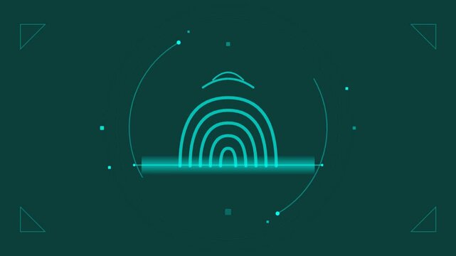 Digital fingerprint scanner interface scanning a thumbprint icon