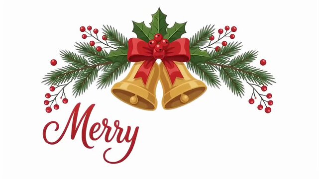 Merry Christmas Animation Featuring Cheerful Ringing Bells 2D Flat Motion Graphics