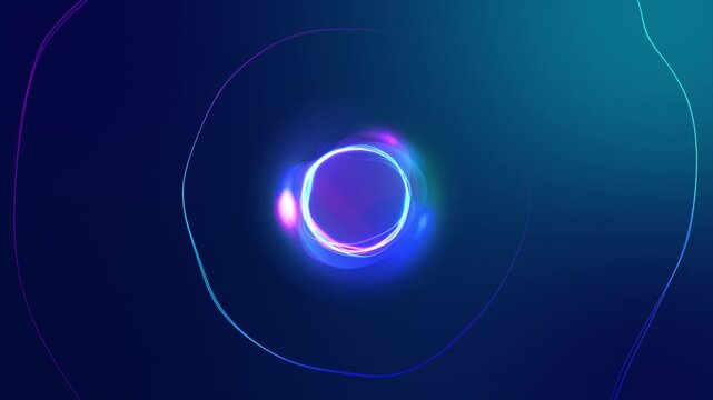 Blue Neon Circular Pulse Logo Reveal Animation with Glowing Energy Rings, Futuristic Tech Intro Background, Digital Brand Identity Motion Graphics, Seamless Corporate Opener Loop