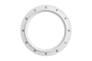 Fototapeta premium Silver metal marine porthole ring with bolts