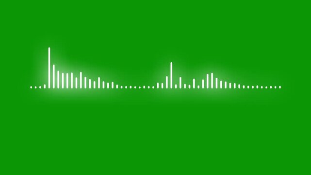 Music waveform display with animated equalizer bars glowing digital frequency spectrum abstract sound visualization and seamless looping background. green screen 4k