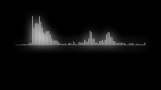Vibrant music spectrum visualizer with animated waveform glowing frequency equalizer bars abstract digital sound display, seamless loop background for audio projects. black screen 4k