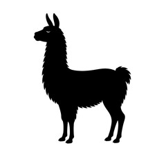 Obraz premium Black Llama Silhouette Icon Isolated on White Background