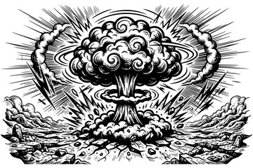 Fototapeta premium Hiroshima Day August 6 Nuclear Bomb Explosion Vector Illustration