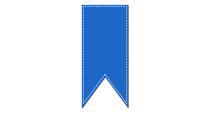 Blue Bookmark Ribbon Banner Icon with Cutout Tail Isolated On Transparent Background