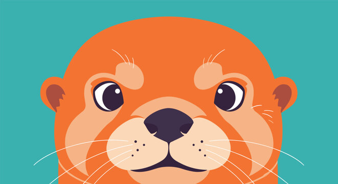Close-up avatar of an adorable cartoon otter face with big curious eyes and cute whiskers on a solid turquoise background.