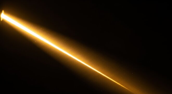 A sharp, powerful beam of golden sunlight pierces through the darkness, creating a dramatic, luminous effect and highlighting the atmosphere, bright, warm, radiance