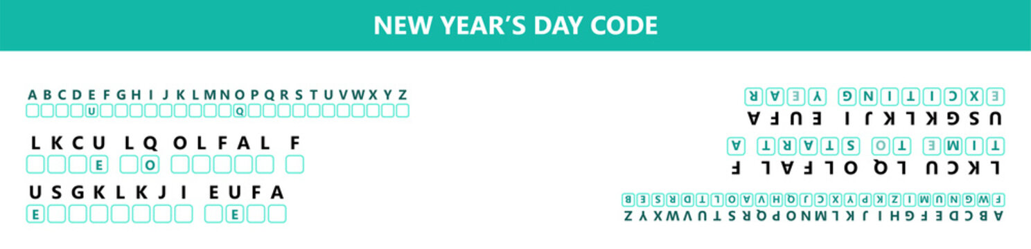 New Year's Day cryptogram puzzle with letters and text  