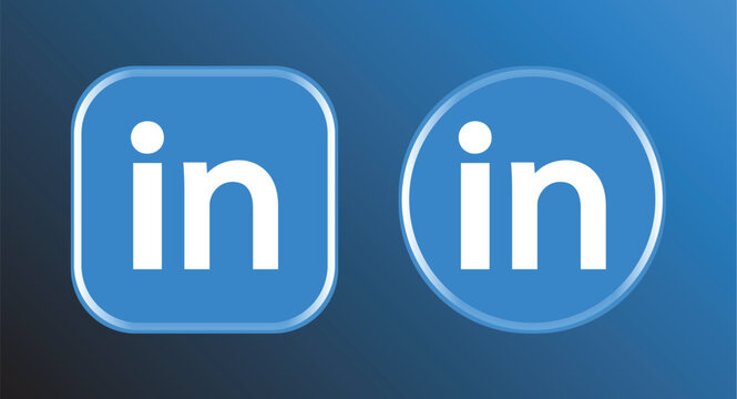 LinkedIn Logo in Liquid Glass Style with Square and Circle Variants, Editorial Use Only