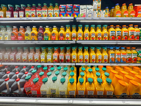 Mesa, Arizona - July 23, 2026: Display of various juice brands at a Target store
