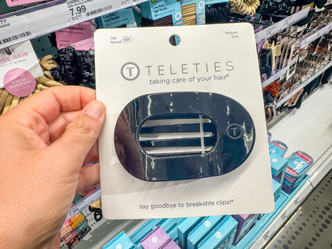 Mesa, Arizona - July 23, 2026: Teleties brand claw clips hair accessories at a Target store