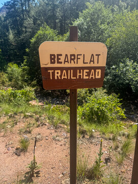 Sign for the Bearflat Trailhead located in the Tonto National Forest, Payson Arizona
