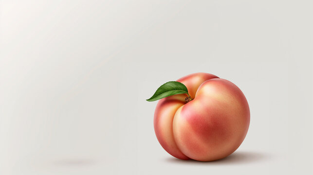 fuzzy peach illustration in semi realistic oil style, single fuzzy peach digital artwork on clean background, semi realistic peach illustration with soft texture