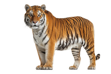 Obraz premium Majestic tiger standing alone isolated on transparent background.