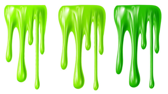 Vibrant green slime drips isolated on a transparent background, perfect for creative projects and adding a playful, gooey texture to designs