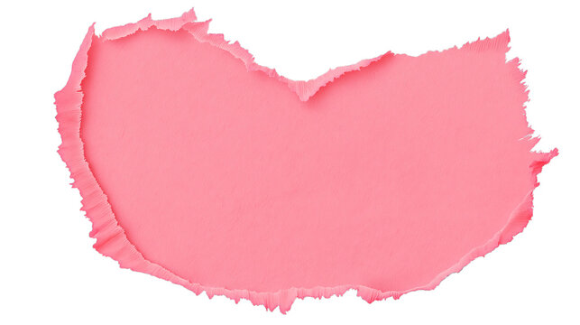 A vibrant pink paper tear isolated on a transparent background, perfect for creative design elements and decorative accents, a unique texture