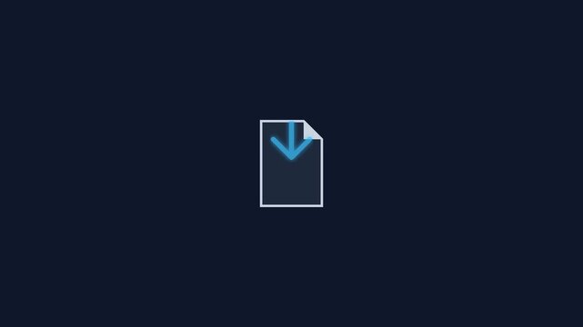 Animated document file download icon pulsing in blue motion footage for modern digital interface user experience