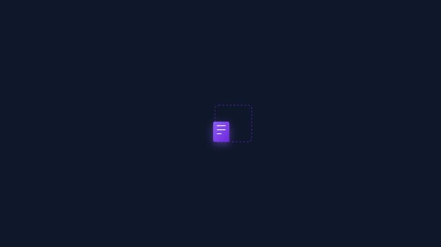 Purple file folder icon moving across a dark screen in this smooth digital motion graphic video