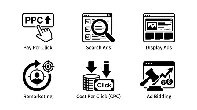 PPC and Digital Marketing Advertising Icon Set