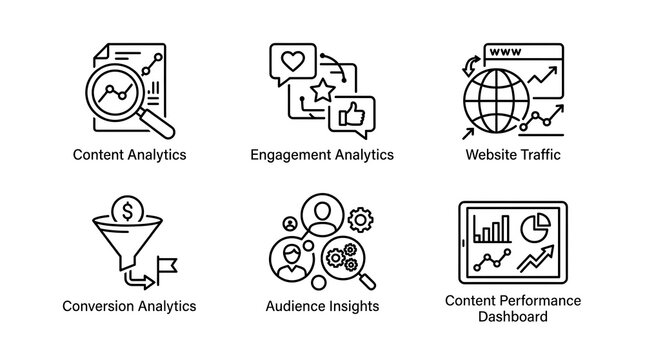 Digital Marketing and Business Data Analytics Icon Set