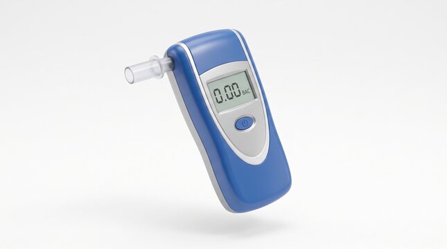 3d officer guard holding a breathalyzer device isolated on white background