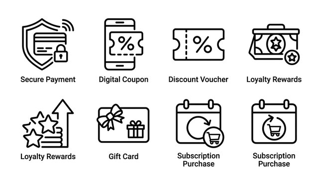 E-commerce and Shopping Line Icon Set