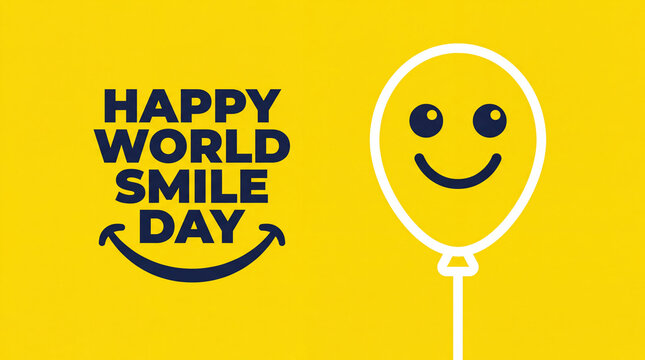 Celebrate World Smile Day with this cheerful graphic featuring the text and a happy balloon.