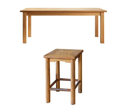 Wooden table and stool set against a black background showcasing simple furniture design and warm wood tones oak timber seat
