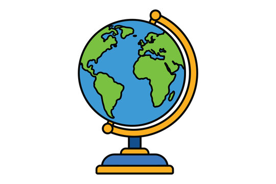 Colorful globe on a decorative stand illustration