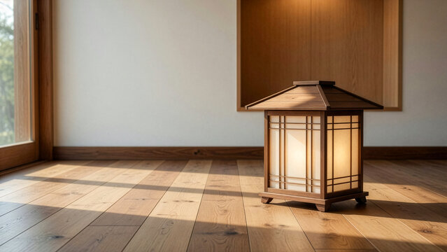 Minimal Indoor Andon Lantern on Clean Wooden Floor