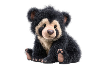 Obraz premium Fluffy Sloth Bear cub sitting with curious eyes during studio lighting concept for children's book illustration