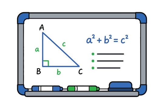 Pythagorean theorem diagram on chalkboard with triangle