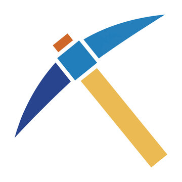 Stylized pickaxe icon with a flat design style isolated on a white background, representing mining and labor. Construction and work concept