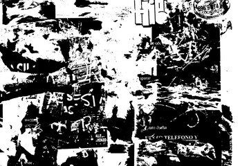 Obraz premium Black and White Grunge Collage Texture Collection