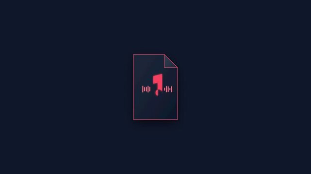 Glowing digital document file icon featuring pulsating audio wave animation for modern streaming media video footage