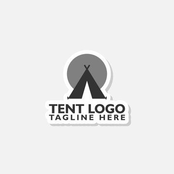 Tent logo sticker isolated on gray background