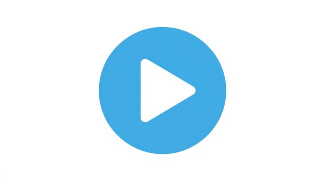 Blue circle play button icon for video media player interface navigation isolated on a clean white background design