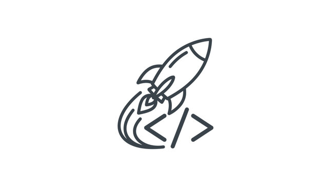 Rocket Ship Icon Launching Fast.