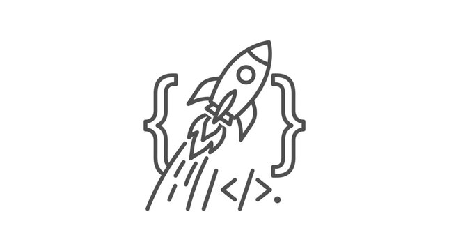 Rocket Ship Launching Into Space.