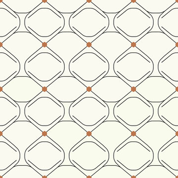 Abstract geometric pattern featuring octagons connected by lines and dots on light background