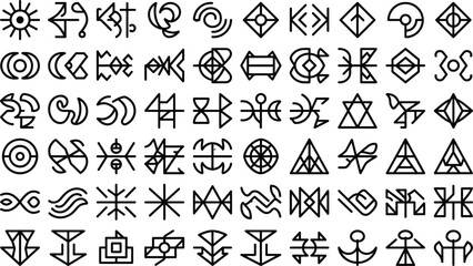 Fototapeta premium Abstract Geometric Outline Symbol Icon Set for User Interface and Graphic Design