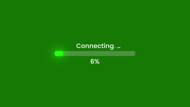Abstract green connecting bar with 100 percent connected, pixel art glowing lights loading and progress bar animation, loading concept on green background, 4k resolution