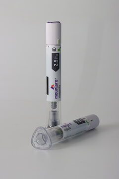 Mounjaro tirzepatide injection pens and box for diabetes and obesity treatment